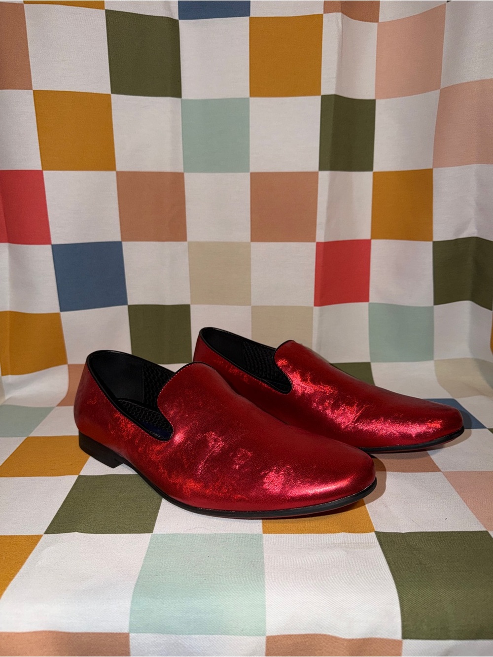 Giorgio Brutini Red Metallic Shimmer Slip-On Loafers